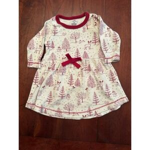 Touched By Nature 3-6 Month Red & White Holiday/Winter Scene‎ Dress